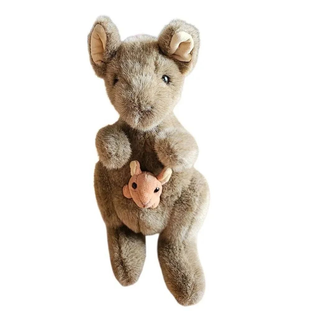 Vintage Gund 1993 brown kangaroo with baby Joey